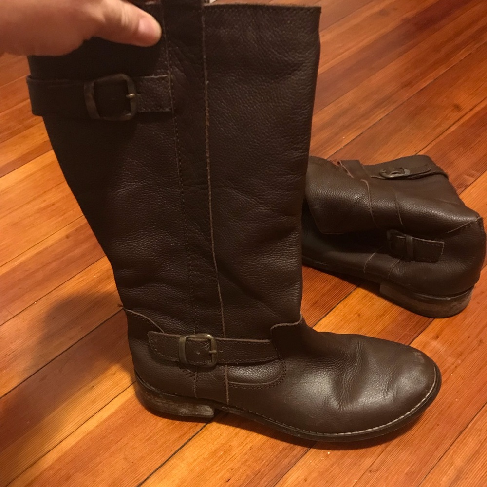 Brown leather boots